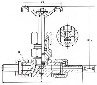 J23W外螺纹针型阀(结构图)