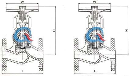 WJ41H波纹管截止阀 (外形尺寸图)